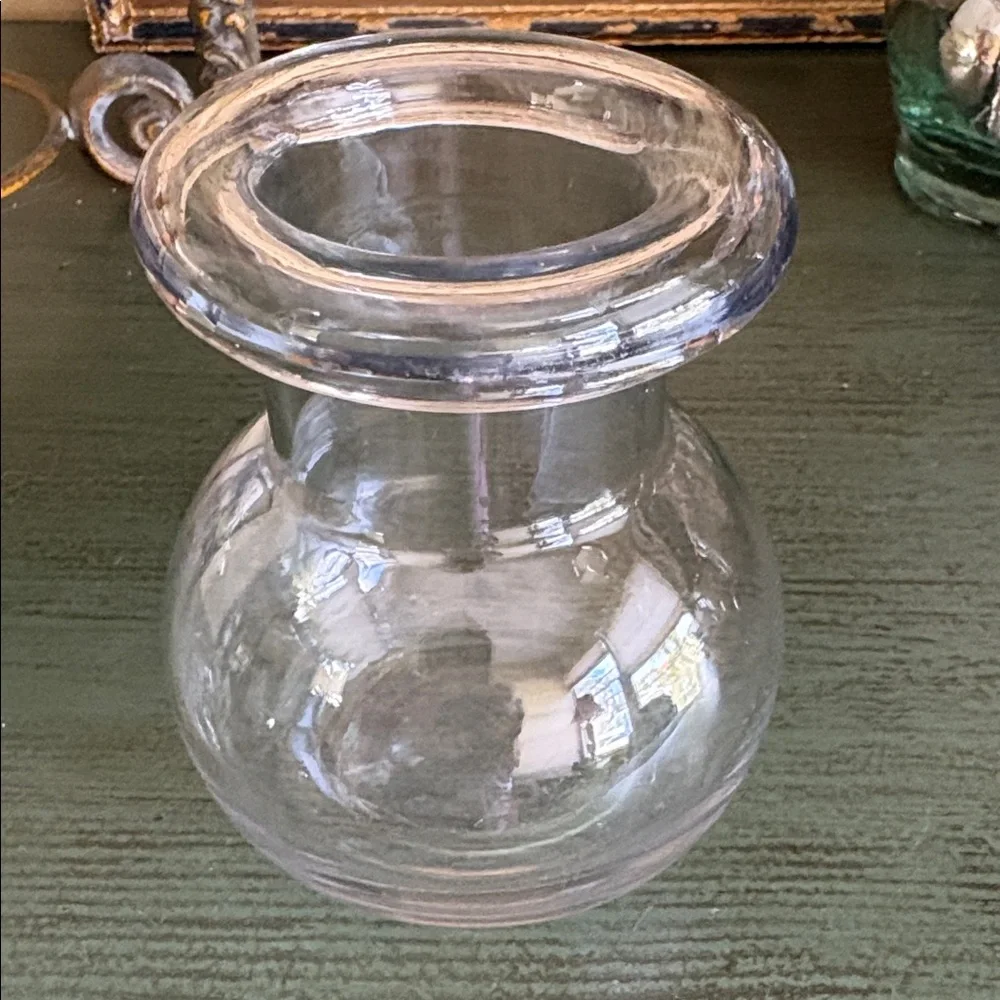 Vintage Clear Glass Hyacinth Bulb Forcing Vase Rolled Rim 4.75”
